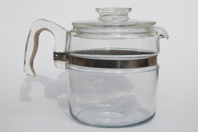 photo of vintage Pyrex flameware 7756-B stovetop percolator, clear glass coffee pot #5