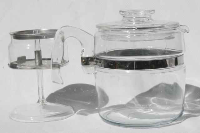 photo of vintage Pyrex flameware 7756-B stovetop percolator, clear glass coffee pot #6
