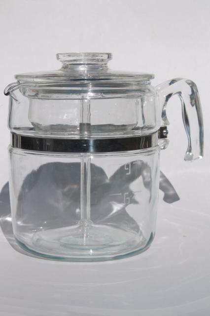 photo of vintage Pyrex flameware 7759 stovetop percolator, nine cup clear glass coffee pot  #1