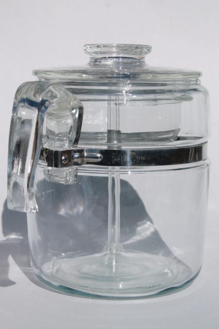photo of vintage Pyrex flameware 7759 stovetop percolator, nine cup clear glass coffee pot  #5
