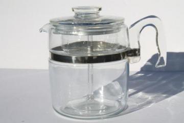 catalog photo of vintage Pyrex flameware 7759-B stovetop percolator, clear glass coffee pot