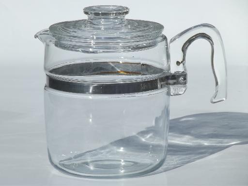 photo of vintage Pyrex flameware 7759-B stovetop percolator, clear glass coffee pot #1