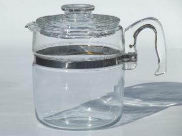 catalog photo of vintage Pyrex flameware 7759-B stovetop percolator, clear glass coffee pot