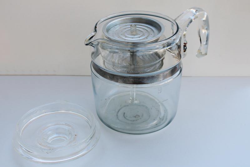 photo of vintage Pyrex flameware glass stovetop coffee pot percolator 9 cup 7759 #6