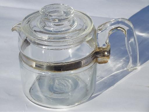 photo of vintage Pyrex flameware percolator for replacement parts, filter basket and rod #4