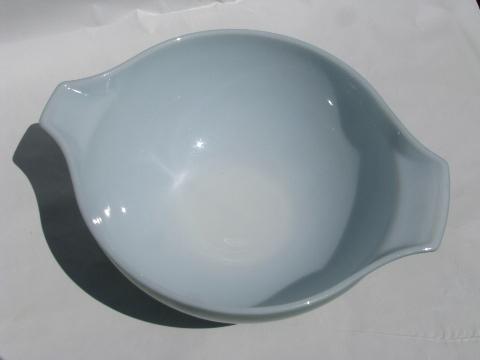 photo of vintage Pyrex kitchen glass mixing bowl, teal green w/ fruit salad pattern #3