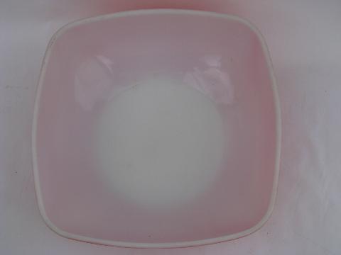 photo of vintage Pyrex kitchen glass, primary red salad bowl, square shape #2