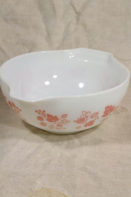 photo of vintage Pyrex pink gooseberry white milk glass bowl 2 1/2 quart 443 Cinderella #10