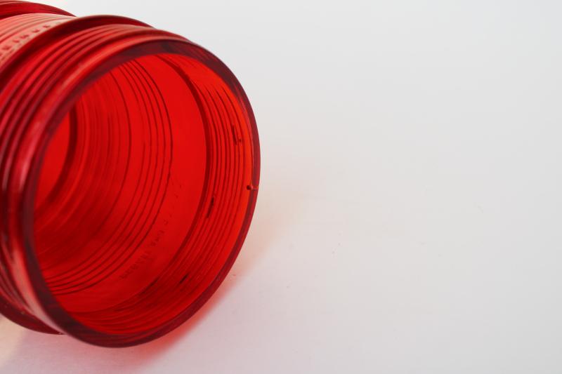 photo of vintage Pyrex red globe prismatic shade for explosion proof industrial light #4