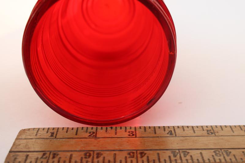 photo of vintage Pyrex red globe prismatic shade for explosion proof industrial light #8