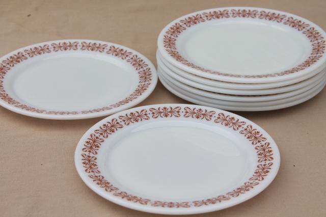 photo of vintage Pyrex restaurant ware plates, milk glass w/ butterfly gold go-along border #2