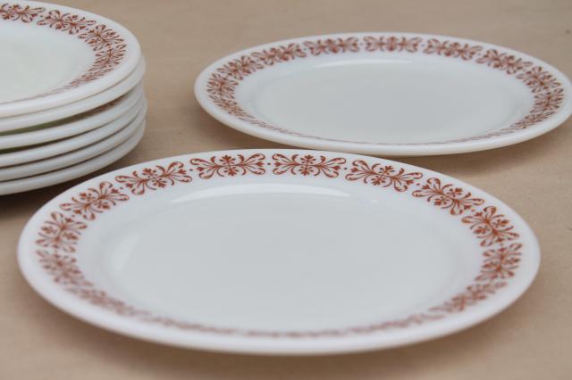 photo of vintage Pyrex restaurant ware plates, milk glass w/ butterfly gold go-along border #5