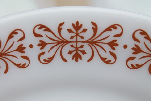 photo of vintage Pyrex restaurant ware plates, milk glass w/ butterfly gold go-along border #8