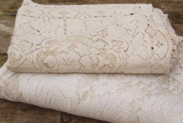 catalog photo of vintage Quaker label cotton lace tablecloths, creamy off-white pale ivory lace table covers 