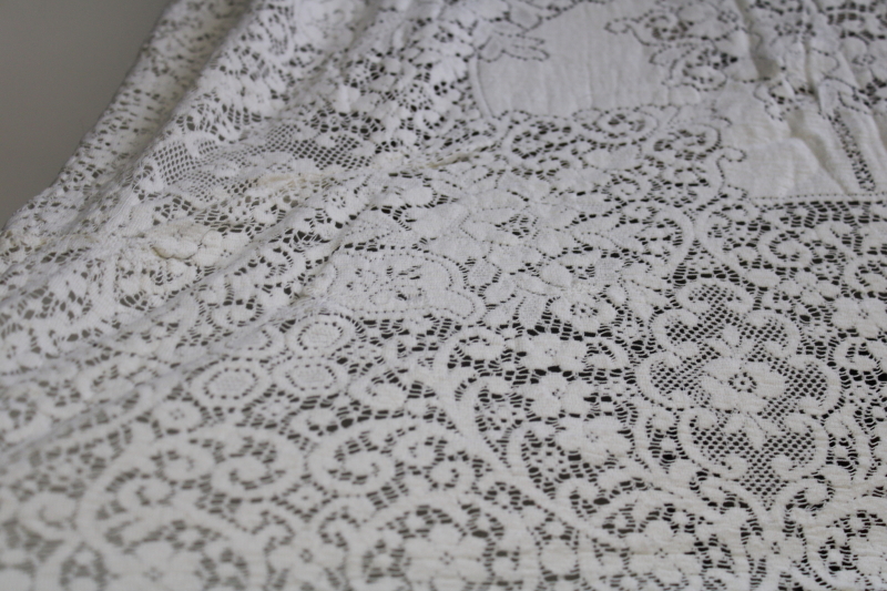photo of vintage Quaker lace label white cotton lace tablecloth 72 x 48 #3