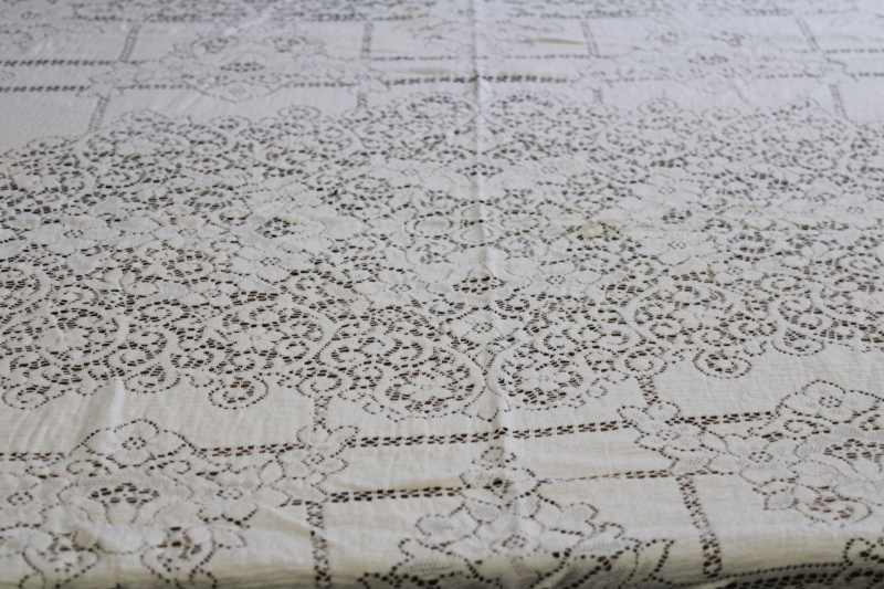 photo of vintage Quaker lace label white cotton lace tablecloth 72 x 48 #4