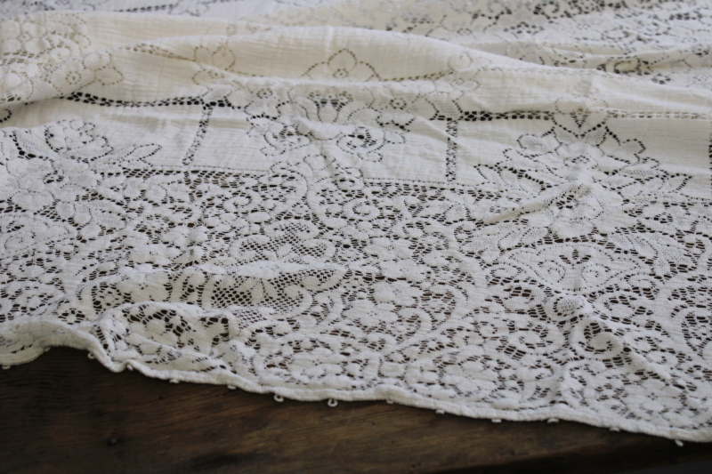 photo of vintage Quaker lace label white cotton lace tablecloth 72 x 48 #5