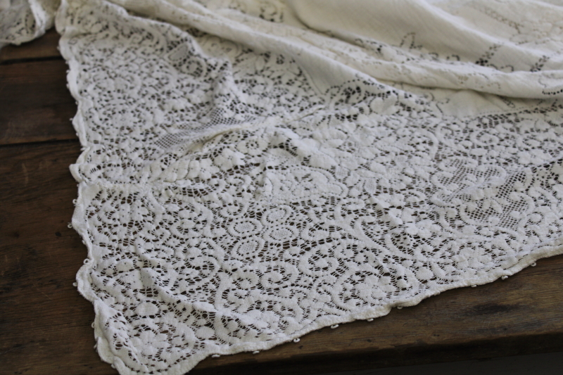 photo of vintage Quaker lace label white cotton lace tablecloth 72 x 48 #6