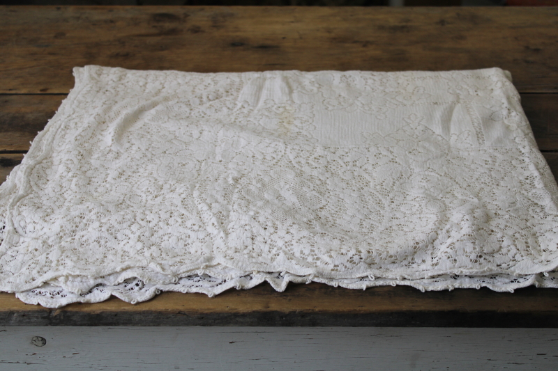 photo of vintage Quaker lace label white cotton lace tablecloth 72 x 48 #8