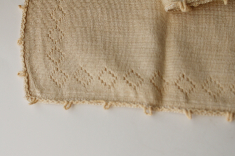 photo of vintage Quaker lace type cotton napkins, never used set of 8 napkins natural deep ecru tan color  #4