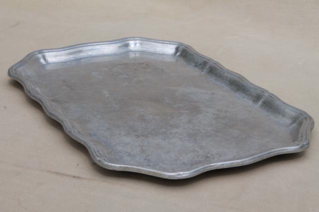 photo of vintage Queen Anne gadroon RWP pewter, Wilton Armetale rectangular tray #1