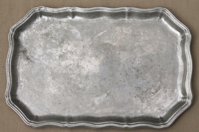 photo of vintage Queen Anne gadroon RWP pewter, Wilton Armetale rectangular tray #2