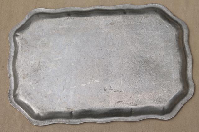 photo of vintage Queen Anne gadroon RWP pewter, Wilton Armetale rectangular tray #3