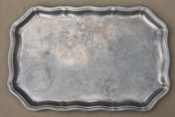 catalog photo of vintage Queen Anne gadroon RWP pewter, Wilton Armetale rectangular tray