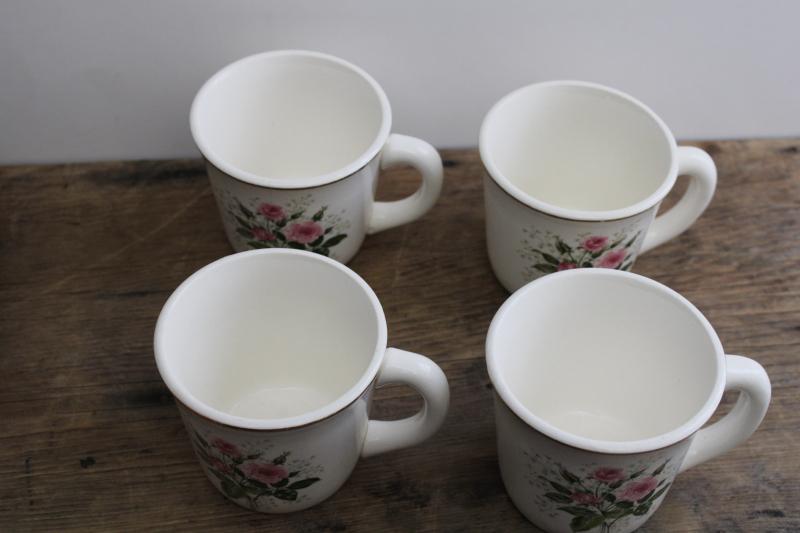 photo of vintage Queens Rose mugs or coffee cups, USA pottery w/ girly cottage chic floral #2