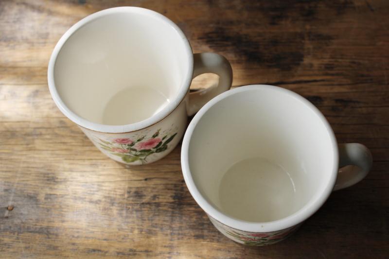 photo of vintage Queens Rose mugs or coffee cups, USA pottery w/ girly cottage chic floral #5