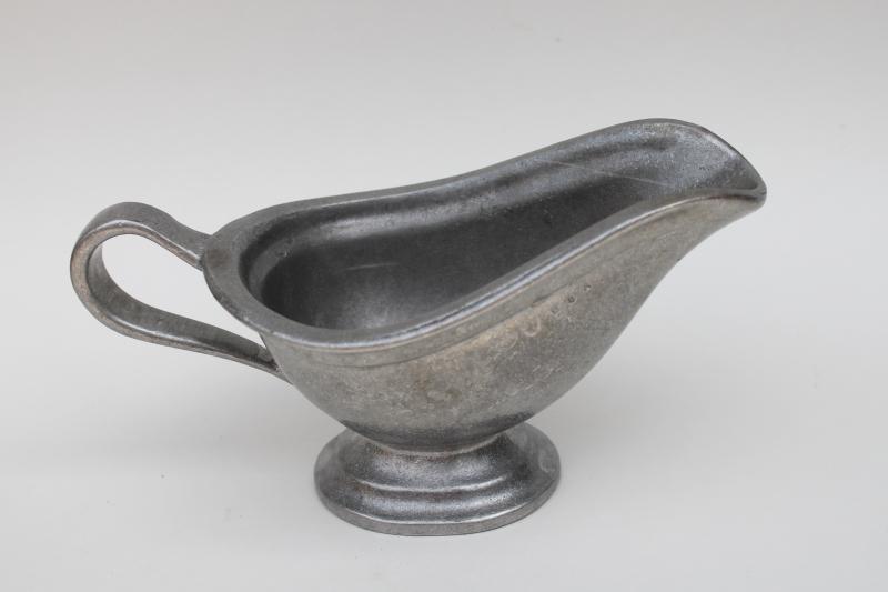 photo of vintage RWP Wilton Armetale pewter pitcher, sauce or gravy boat, traditional colonial style #1