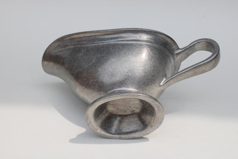 photo of vintage RWP Wilton Armetale pewter pitcher, sauce or gravy boat, traditional colonial style #4