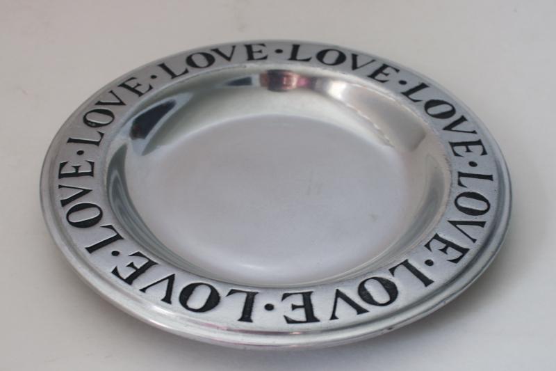 photo of vintage RWP Wilton Armetale pewter plate, Love Love Love all around #1