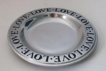 catalog photo of vintage RWP Wilton Armetale pewter plate, Love Love Love all around