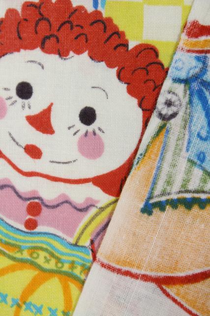 photo of vintage Raggedy Ann & Andy print fabric, polished cotton 2+ yards #6