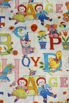 catalog photo of vintage Raggedy Ann & Andy print fabric, polished cotton 2+ yards