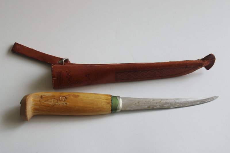 photo of vintage Rapala fillet fish knife w/ leather case, made in Finland  #1