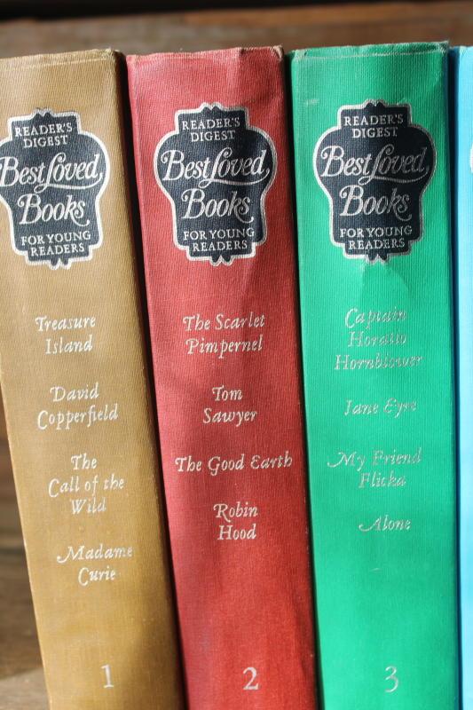 photo of vintage Reader's Digest Best Loved Books classics for young readers, 12 volumes set print covers rainbow  #4