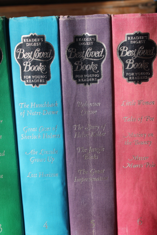 photo of vintage Reader's Digest Best Loved Books classics for young readers, 12 volumes set print covers rainbow  #5