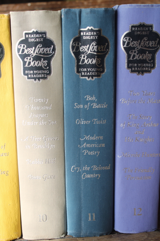 photo of vintage Reader's Digest Best Loved Books classics for young readers, 12 volumes set print covers rainbow  #7