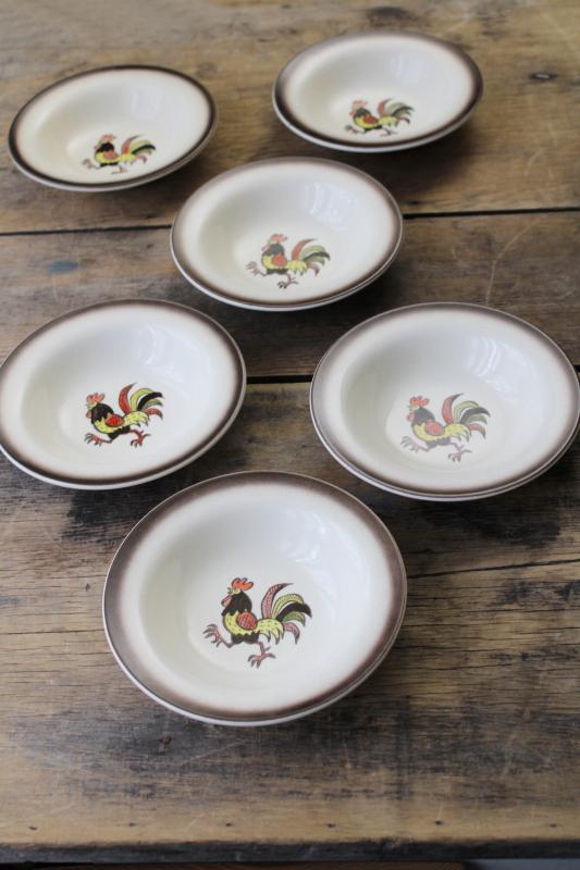 photo of vintage Red Rooster Metlox Poppytrail California pottery bowls set of 6 #1