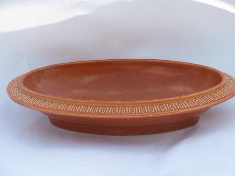 photo of vintage Red Wing oval vegetable bowl, adobestone, or hearthstone orange #1