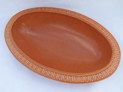 photo of vintage Red Wing oval vegetable bowl, adobestone, or hearthstone orange #2