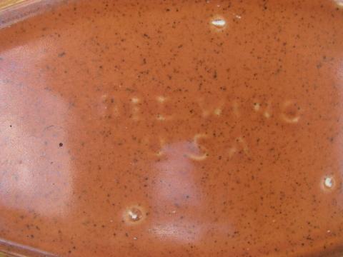 photo of vintage Red Wing oval vegetable bowl, adobestone, or hearthstone orange #3