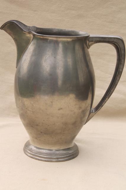 photo of vintage Reed & Barton pewter pitcher w/ engraved monogram letter Old English G #7