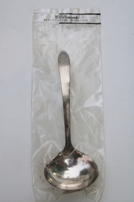 photo of vintage Reed Barton silver plate Epicure cream or sauce ladle, sealed package never used #1