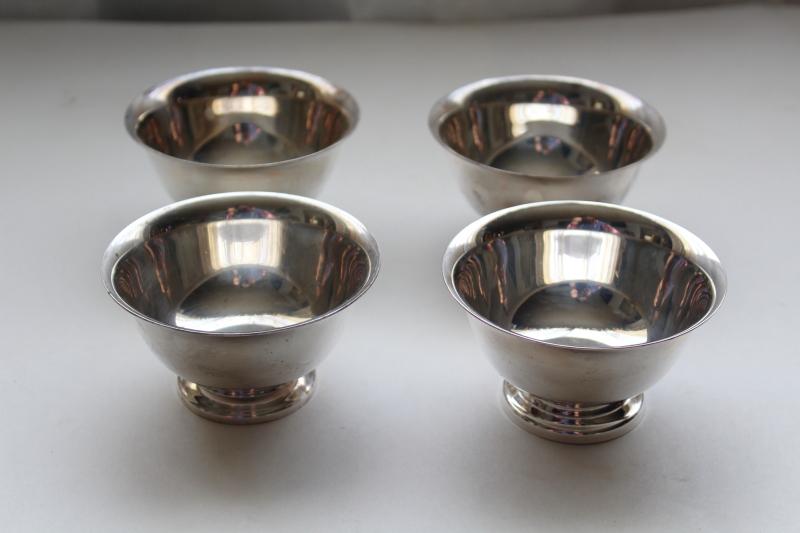 photo of vintage Reed and Barton silverplate finger bowls, Revere reproduction antique silver #1