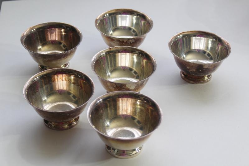 photo of vintage Reed and Barton silverplate finger bowls, Revere reproduction antique silver #2