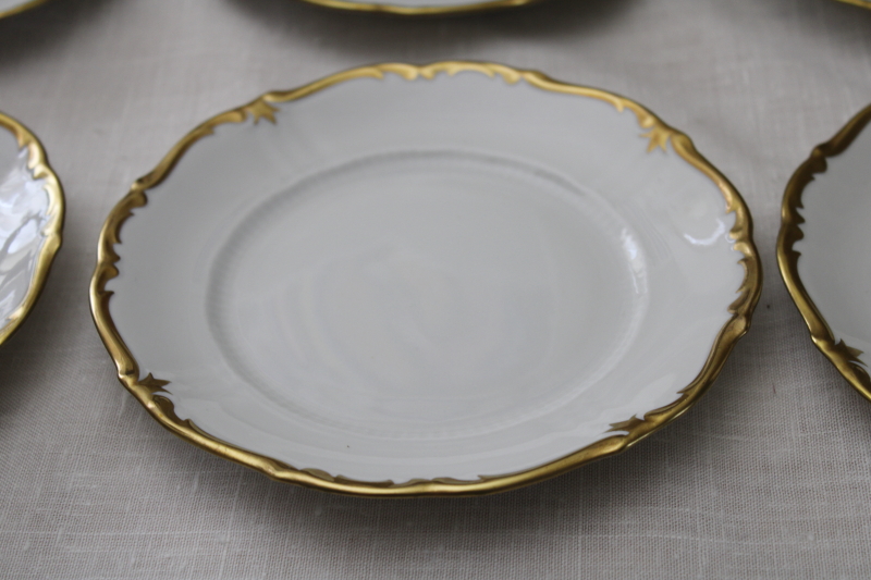 photo of vintage Reichenbach baroque gold edged china, set of six dessert or bread & butter plates #2