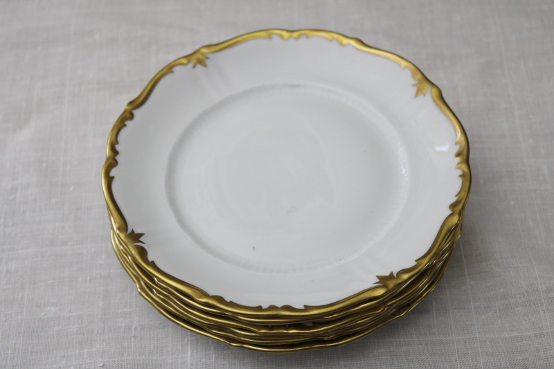 photo of vintage Reichenbach baroque gold edged china, set of six dessert or bread & butter plates #5